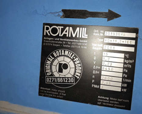 Вентилятор Rotamill R0-18.2-100